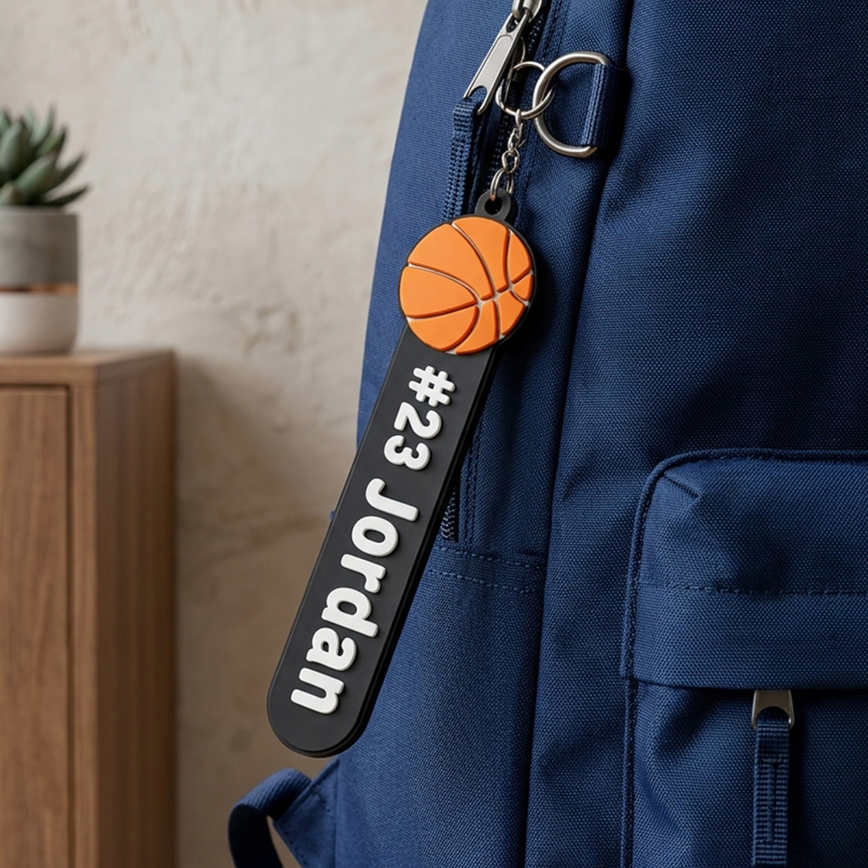 Personalized Sports Ball Name Number Tag Keychain ID
