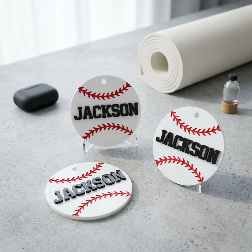 Custom Baseball Bag Name Tag, Baseball with Name Keychain  Gift