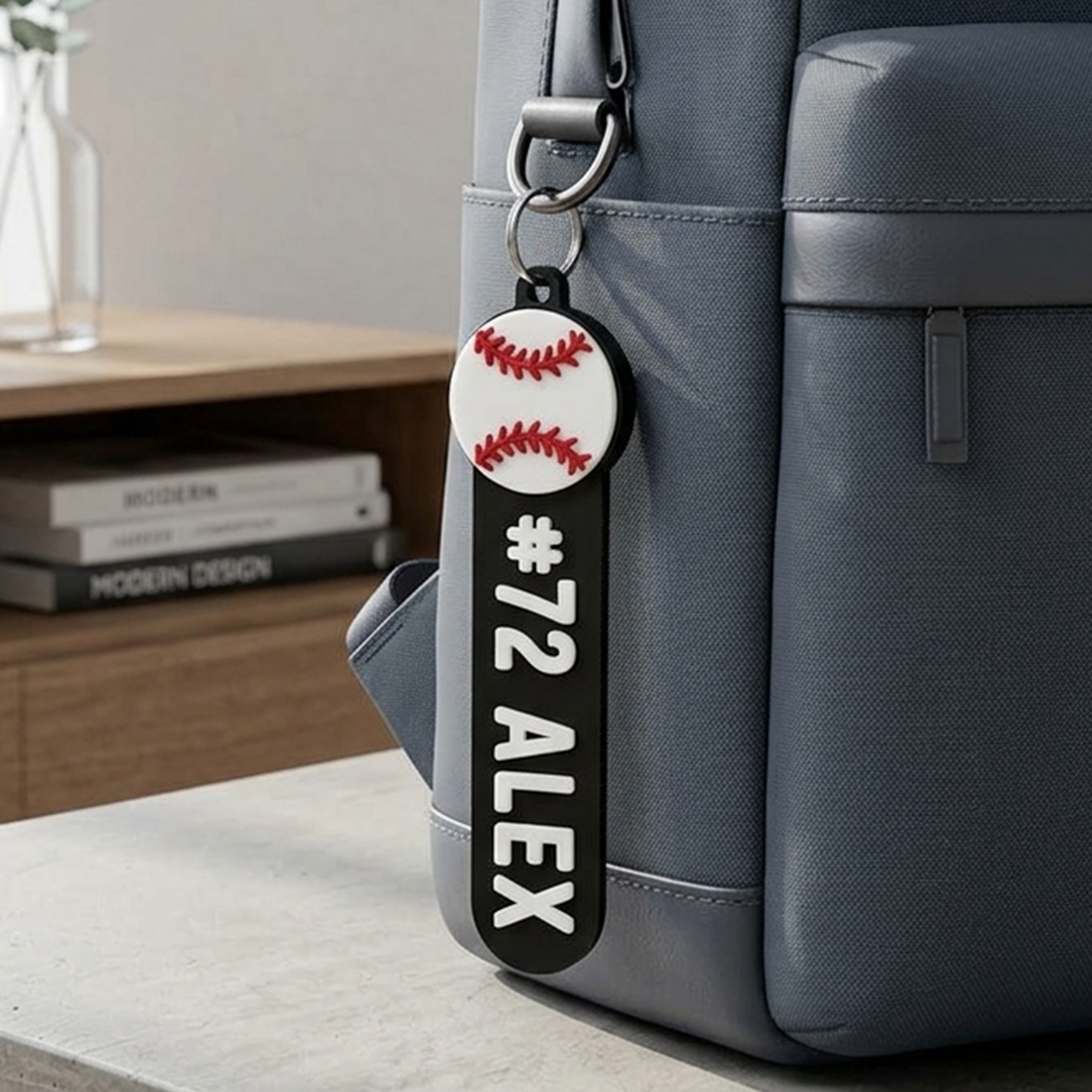 Personalized Sports Ball Name Number Tag Keychain ID