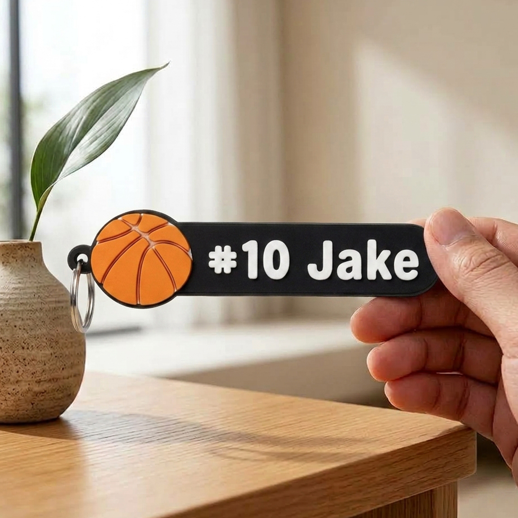Personalized Sports Ball Name Number Tag Keychain ID