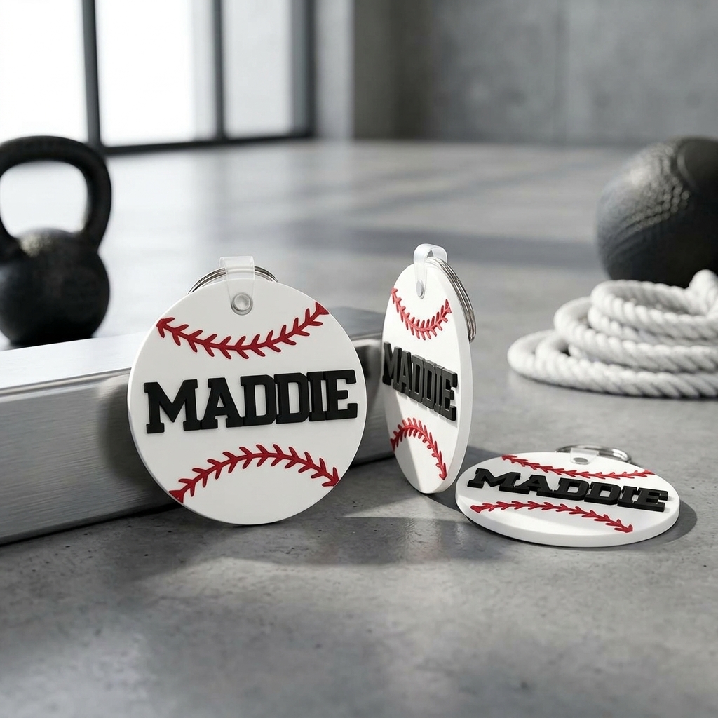 Custom Baseball Bag Name Tag, Baseball with Name Keychain  Gift