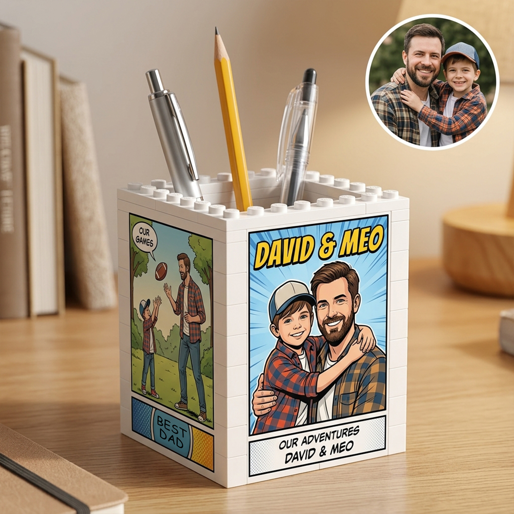 Personalized Building Block Puzzle Pen Holder