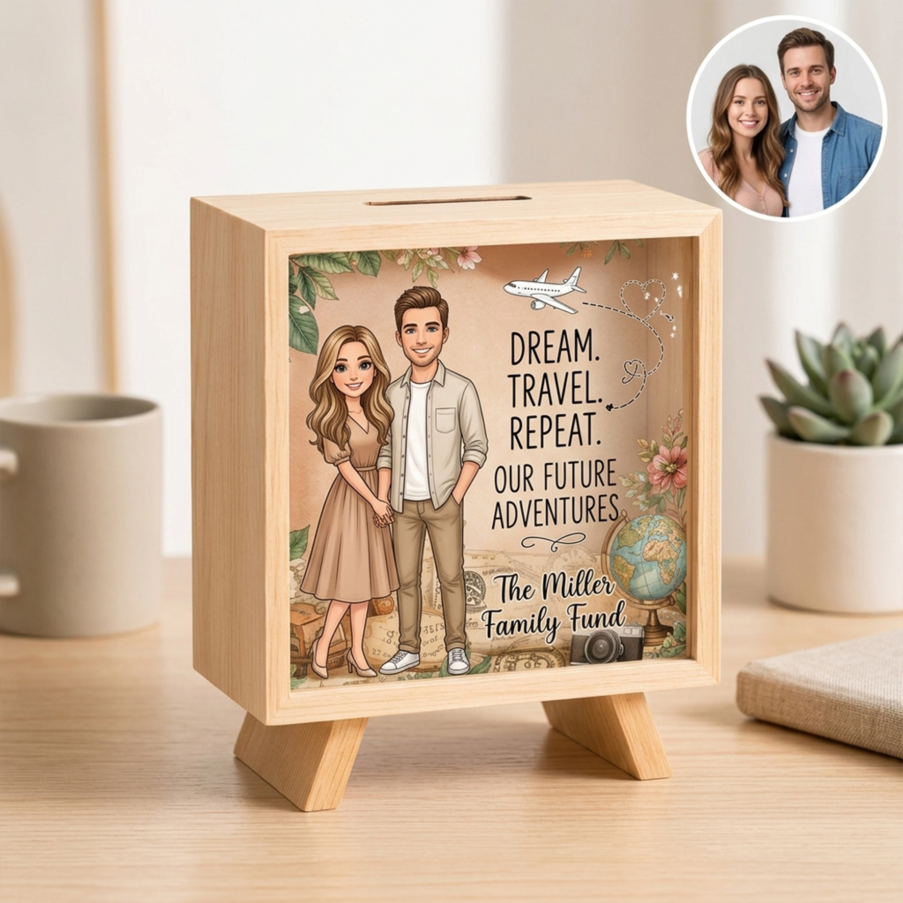 Personalized Wooden Piggy Bank, Acrylic Bank