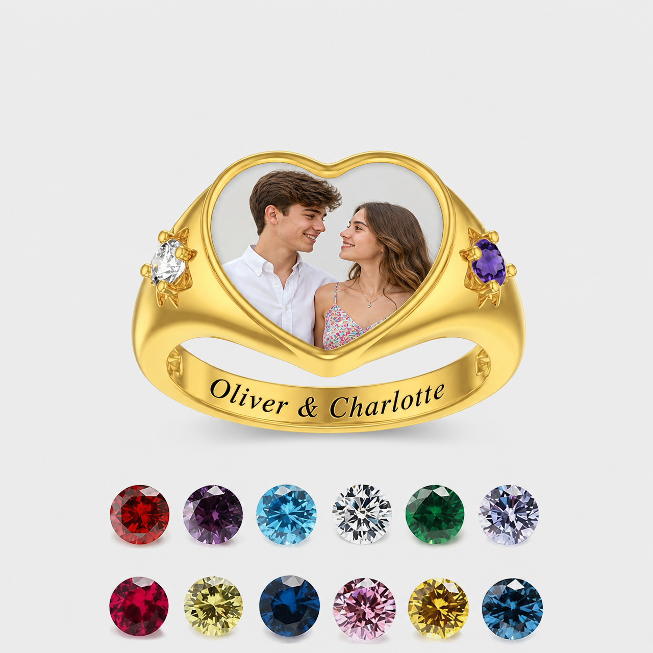 Personalized Sterling Silver Elegant Birthstone Ring