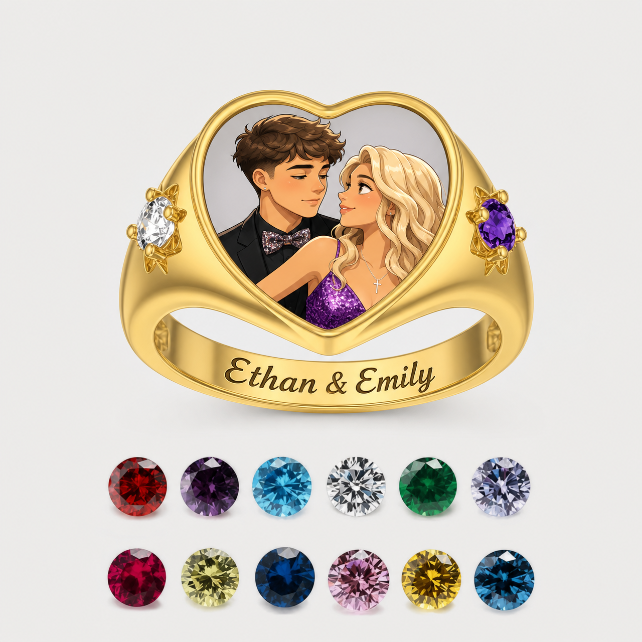 Personalized Sterling Silver Elegant Birthstone Ring