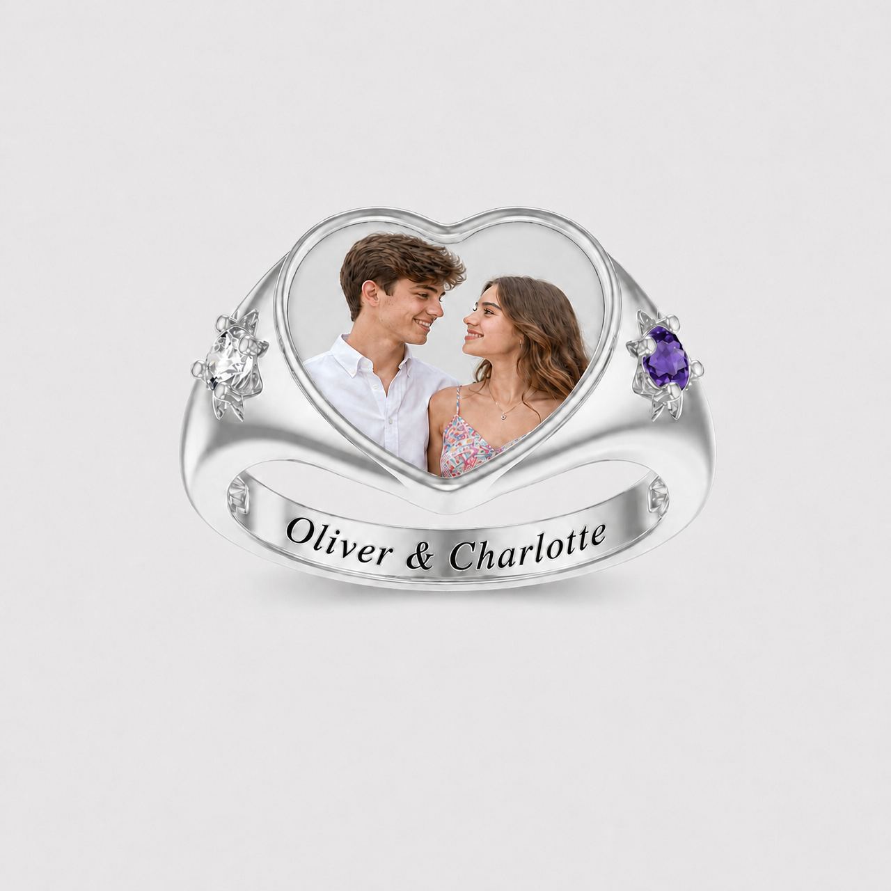 Personalized Sterling Silver Elegant Birthstone Ring