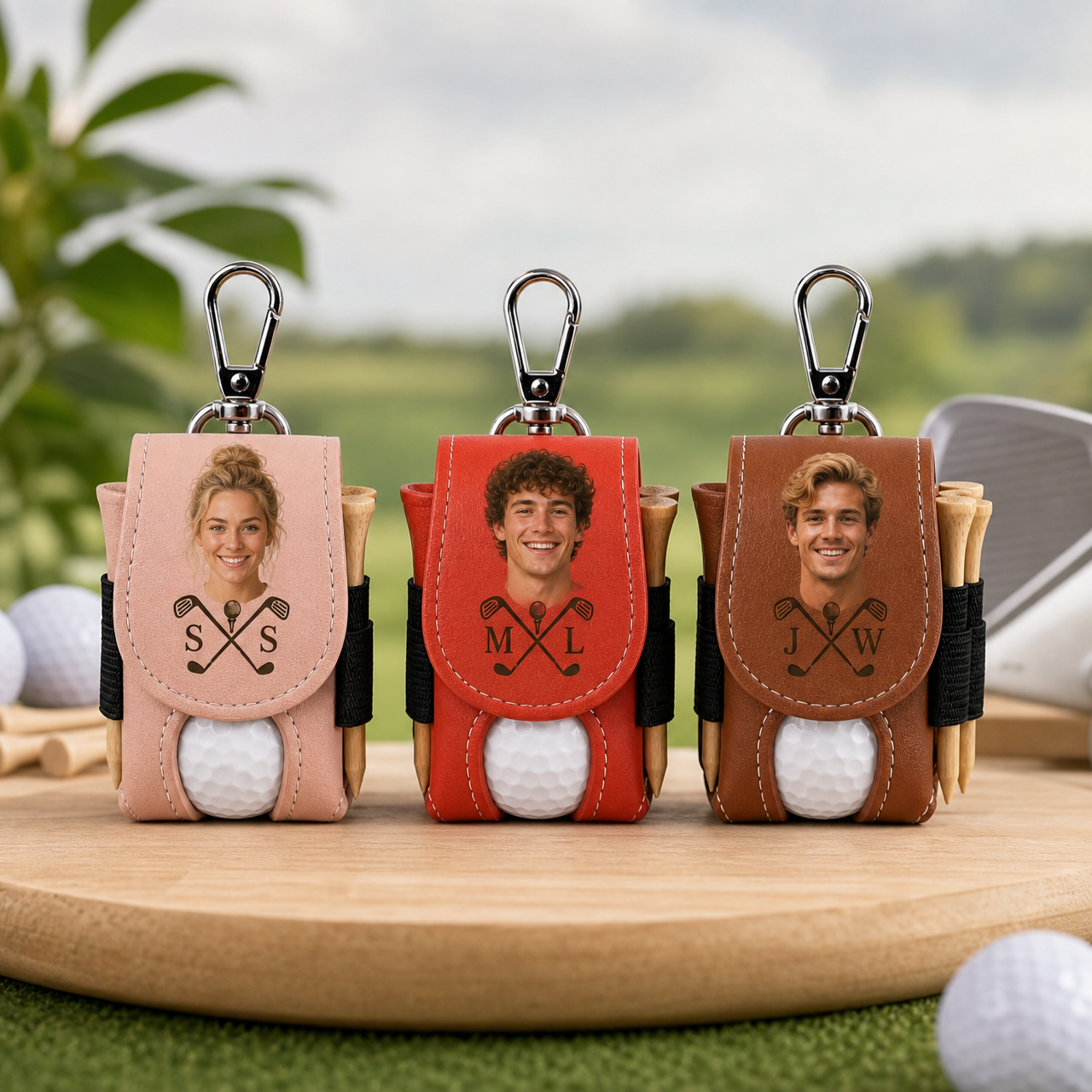 Personalized Leather Golf Ball Bag