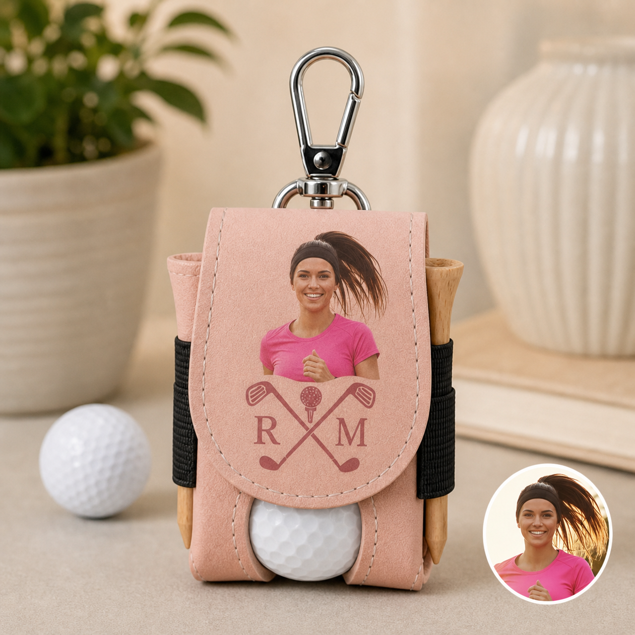 Personalized Leather Golf Ball Bag