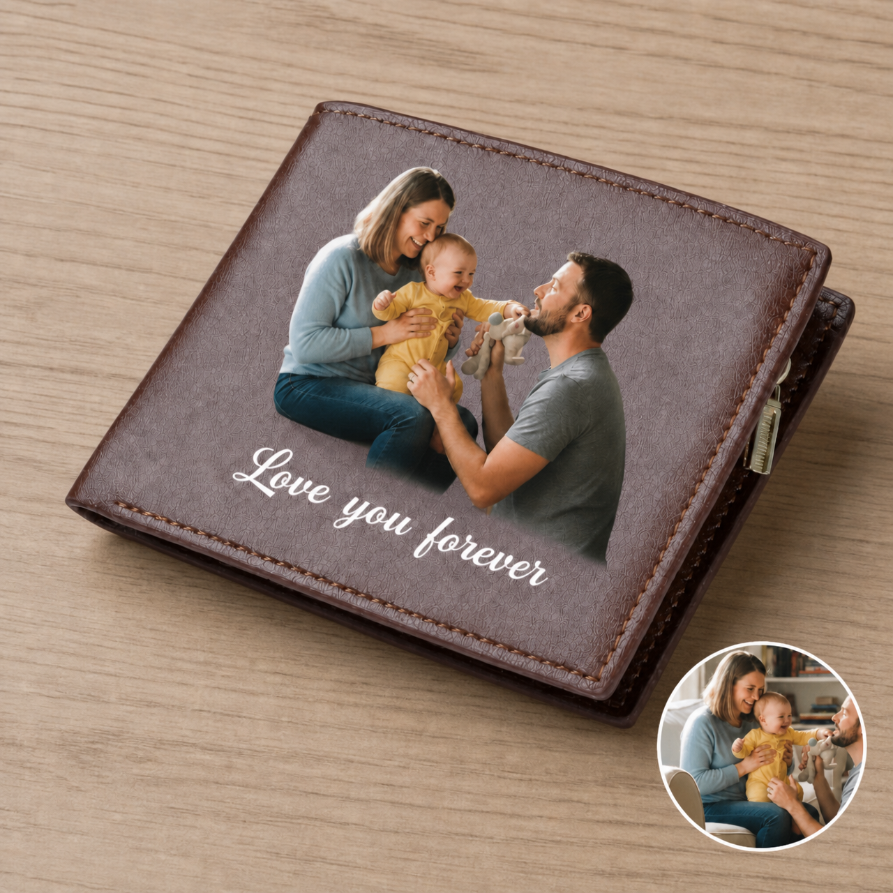 Personalized Photo Mens Leather Wallet