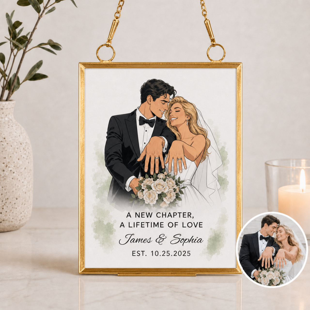 Personalized Photo Ornament, Glass Picture Frame