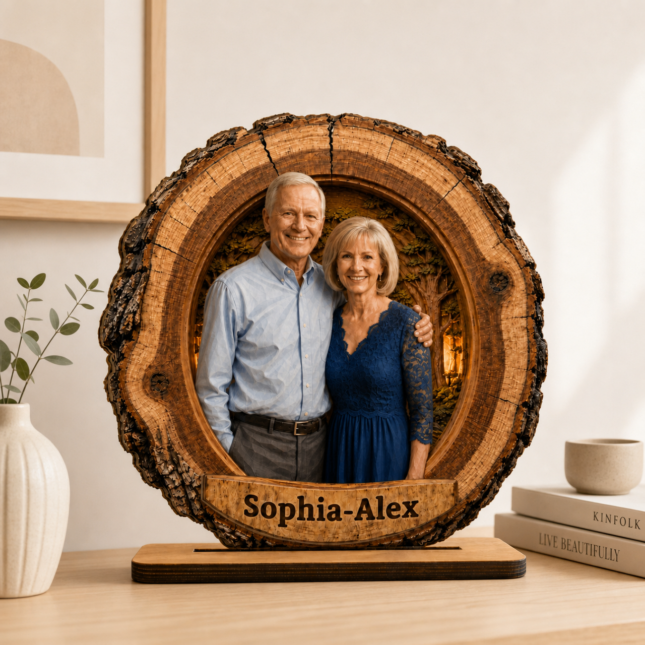 Personalized wooden couple photo keepsake plaque