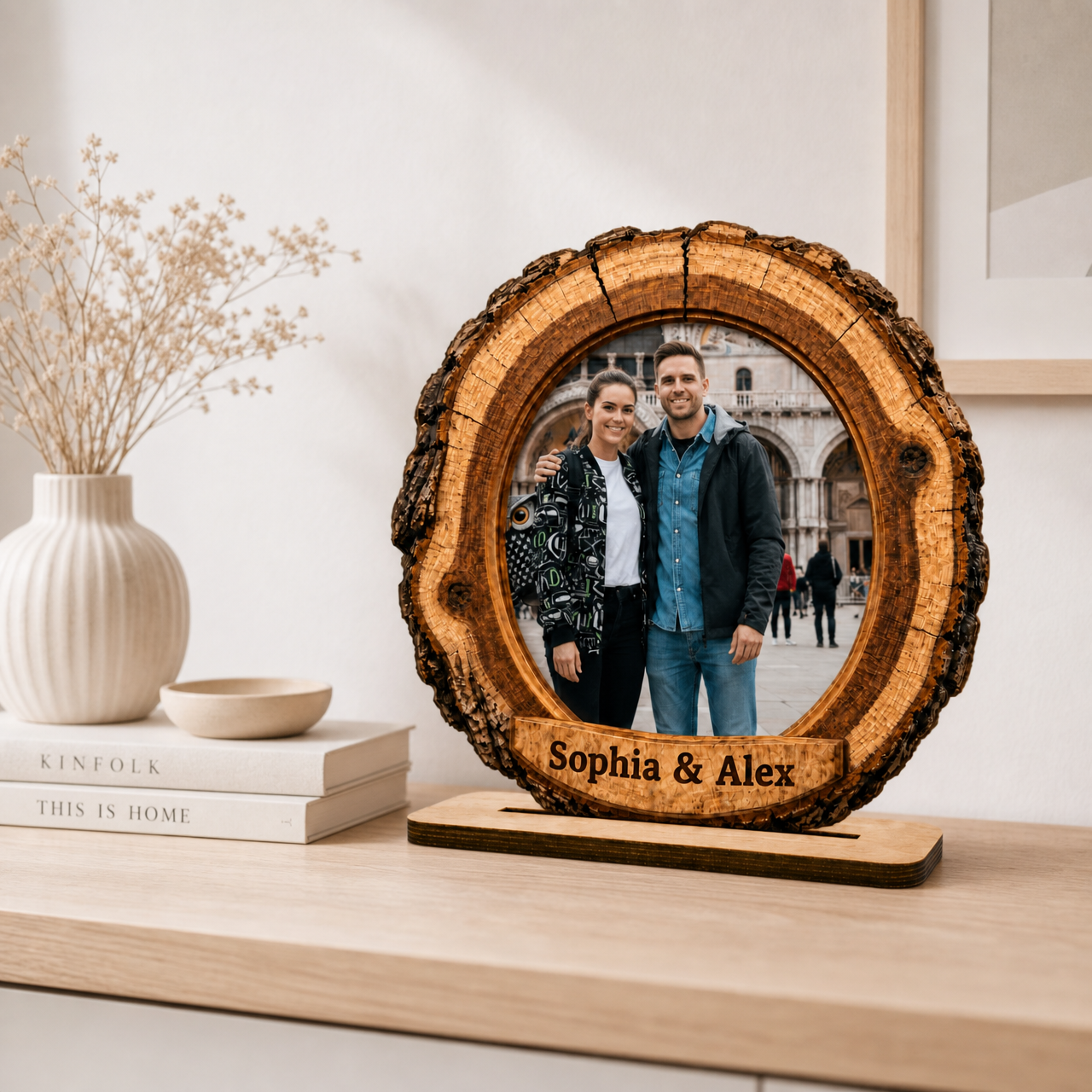 Personalized wooden couple photo keepsake plaque