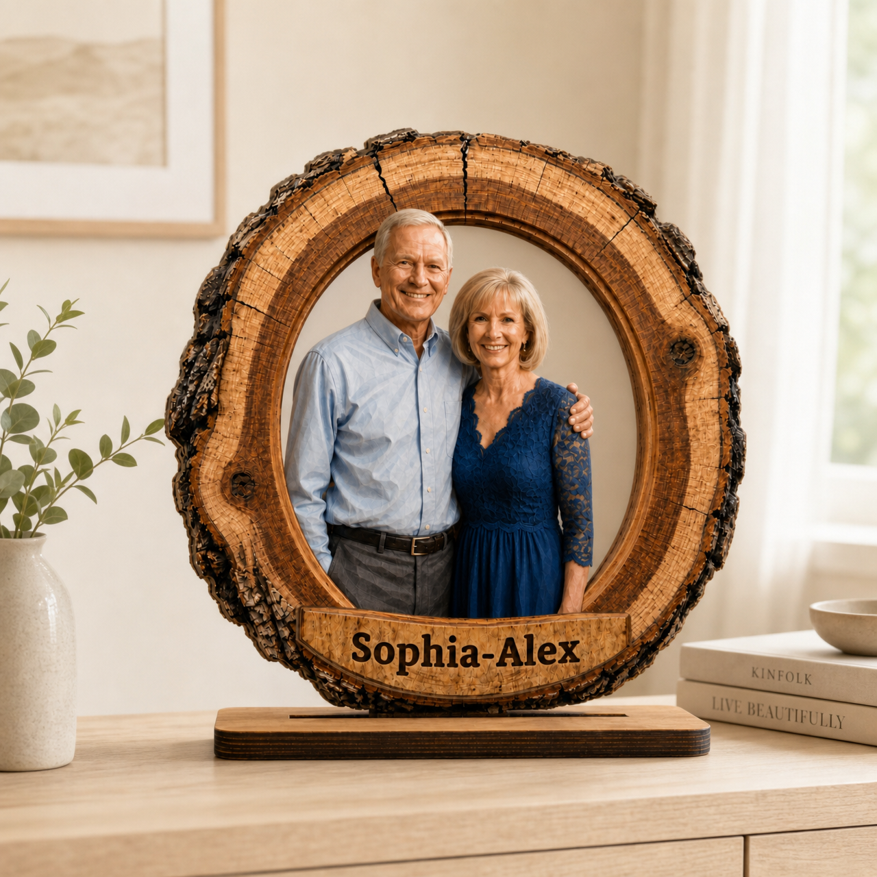 Personalized wooden couple photo keepsake plaque