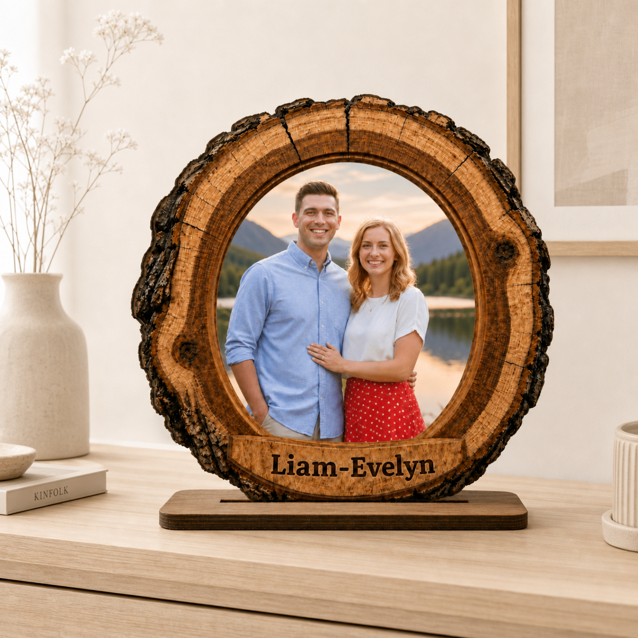 Personalized wooden couple photo keepsake plaque