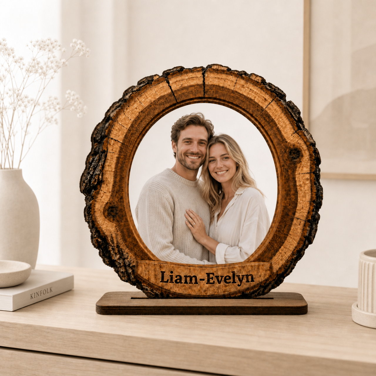 Personalized wooden couple photo keepsake plaque
