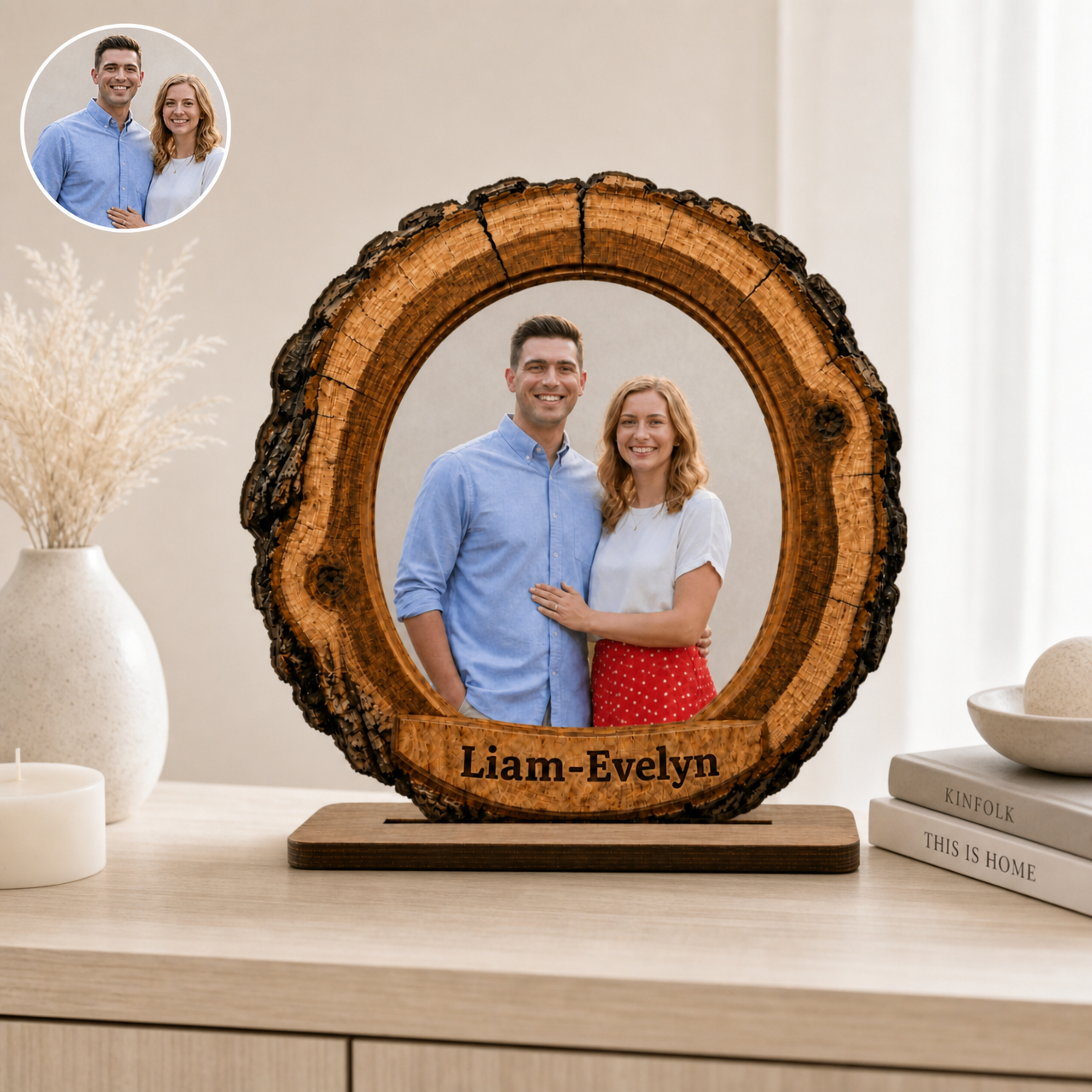 Personalized wooden couple photo keepsake plaque
