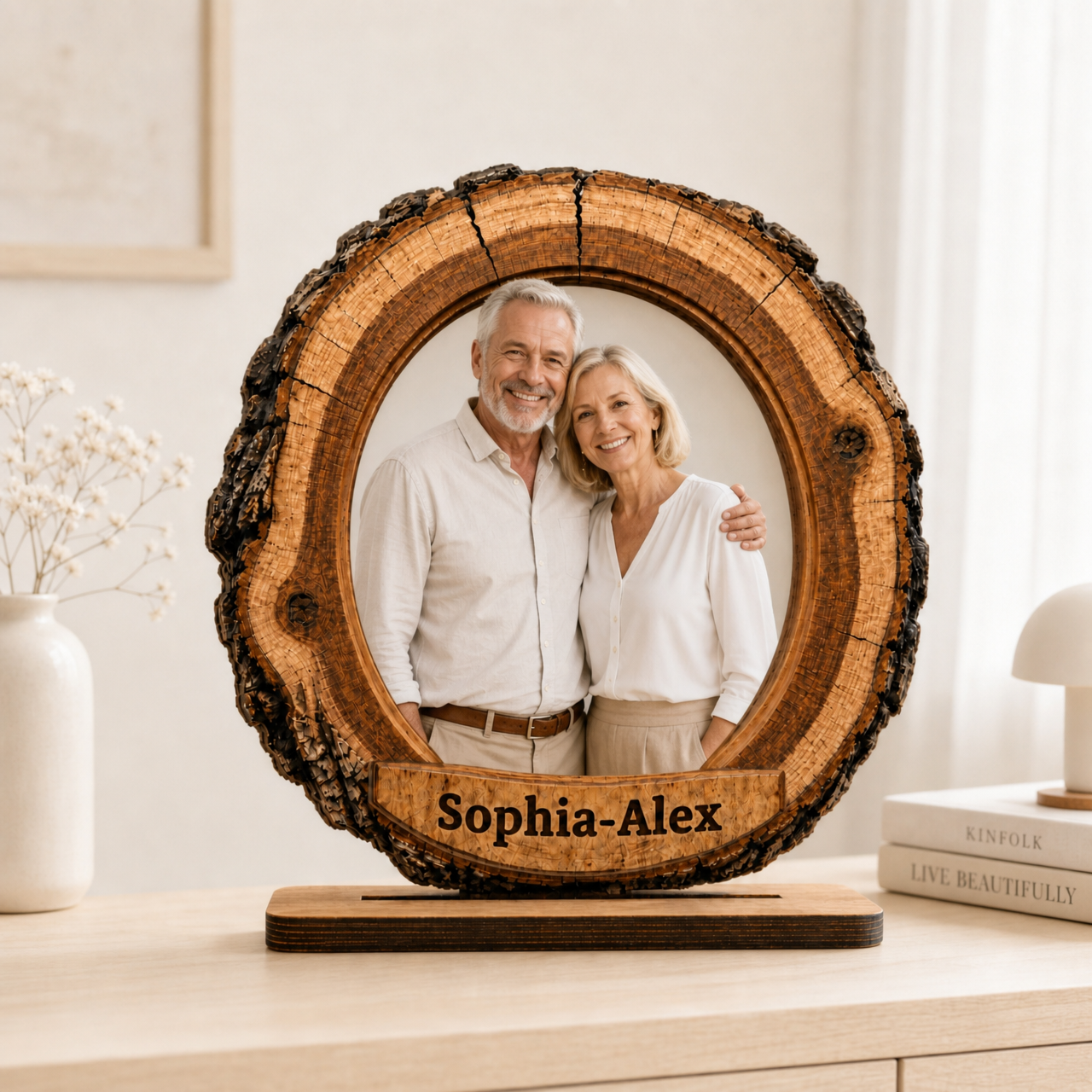 Personalized wooden couple photo keepsake plaque