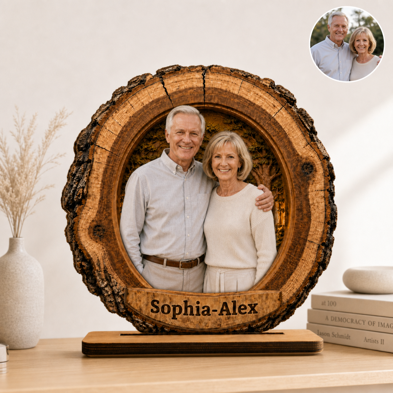 Personalized wooden couple photo keepsake plaque