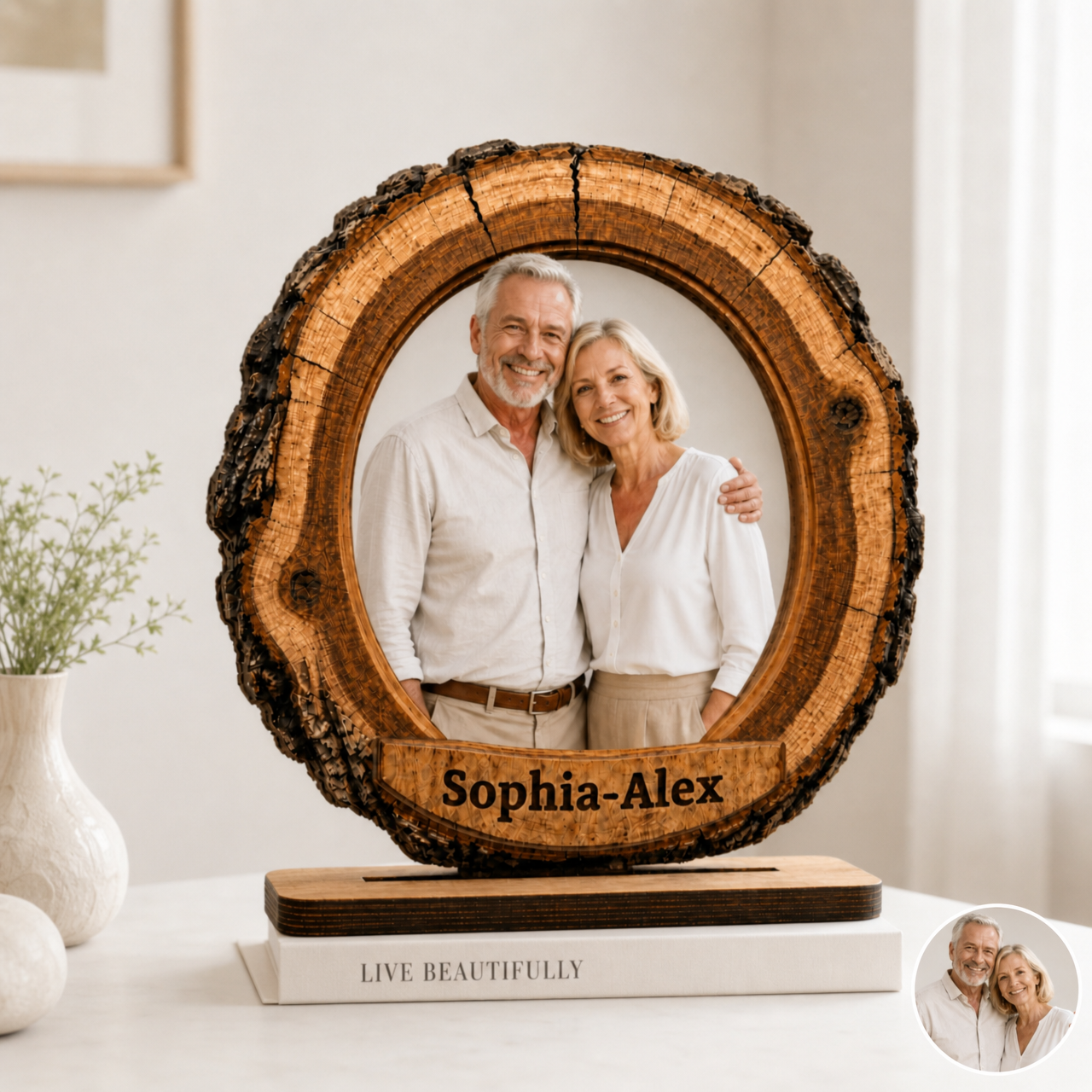 Personalized wooden couple photo keepsake plaque