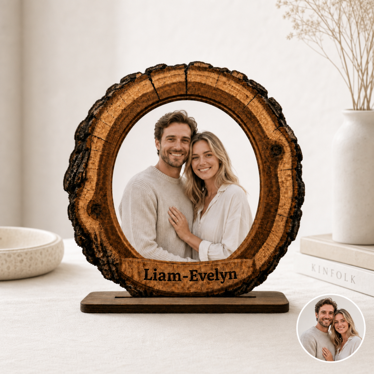 Personalized wooden couple photo keepsake plaque