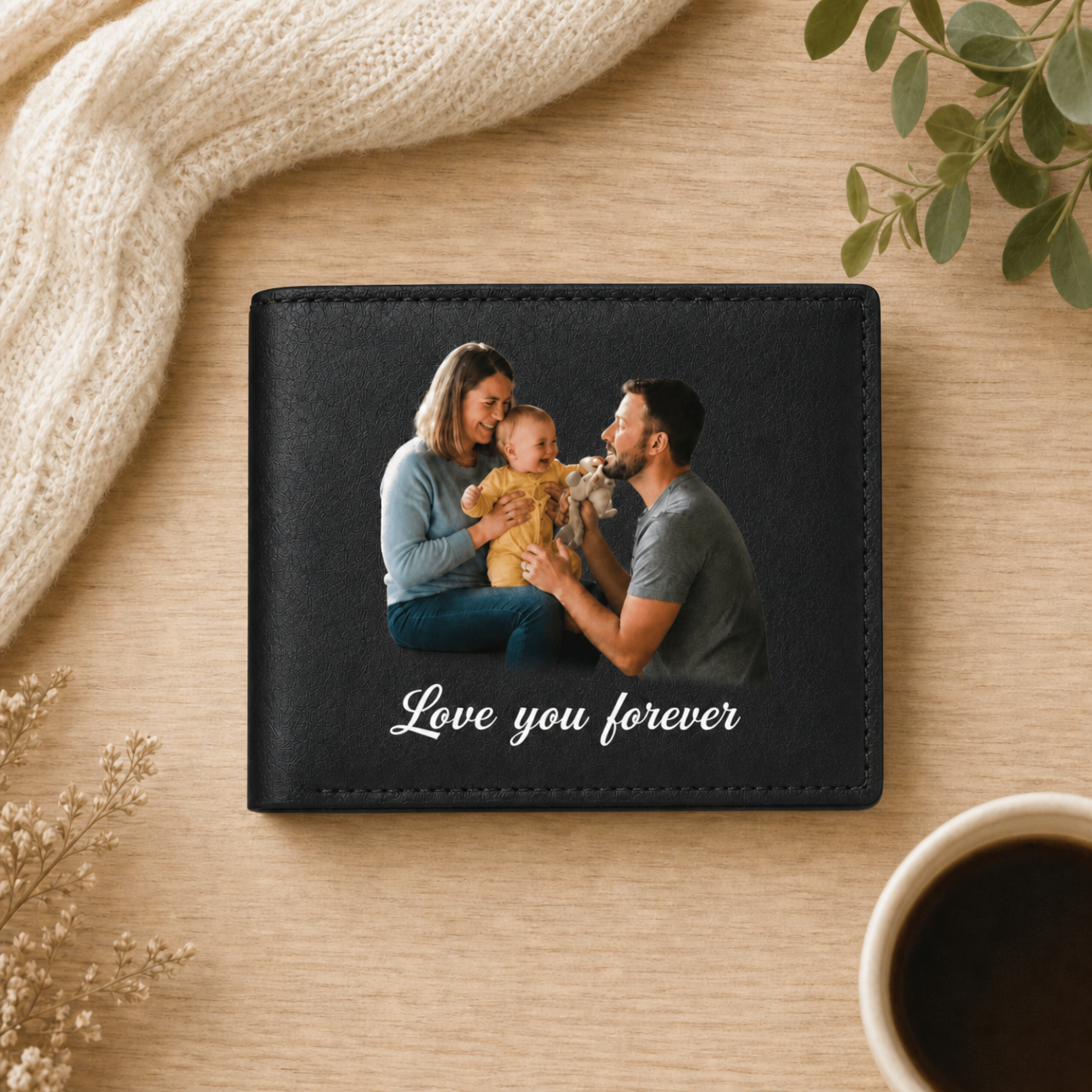 Personalized Photo Mens Leather Wallet