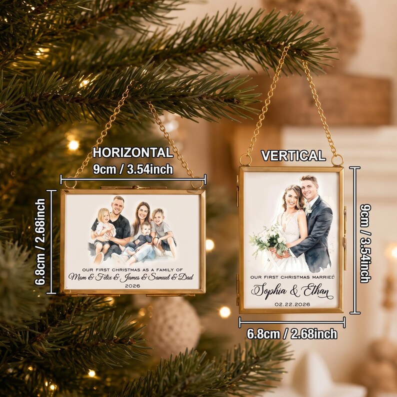 Personalized Photo Ornament, Glass Picture Frame
