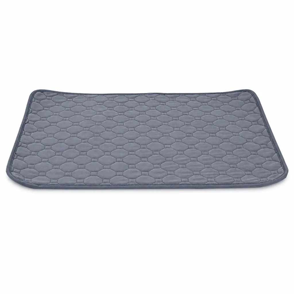 Slate grey washable pet pee pad – quilted honeycomb surface, white background