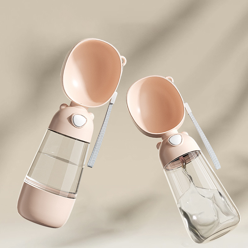 Portable pet water bottle with bowl