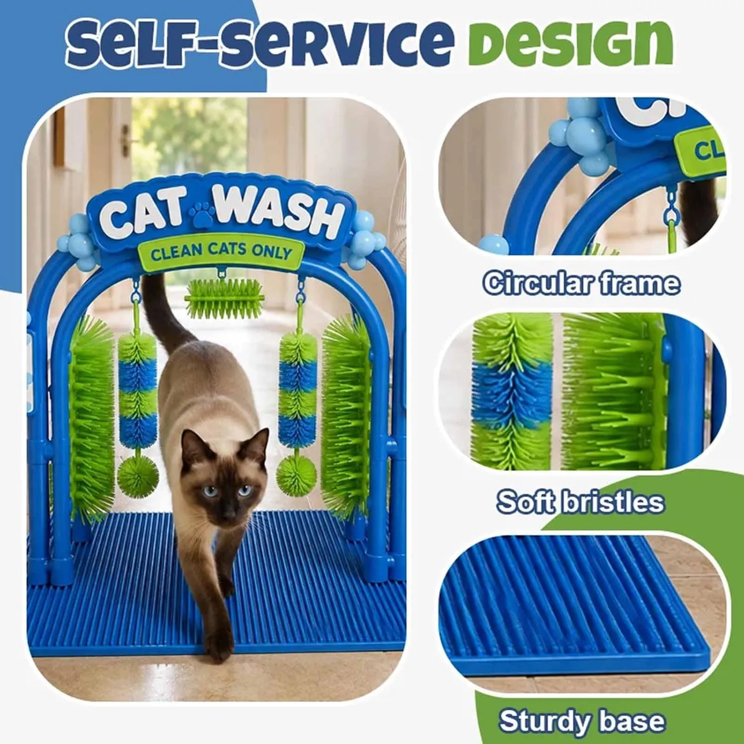 Cat Wash Self-Grooming Station – Hands-Free Brushing & Loose-Fur Catching