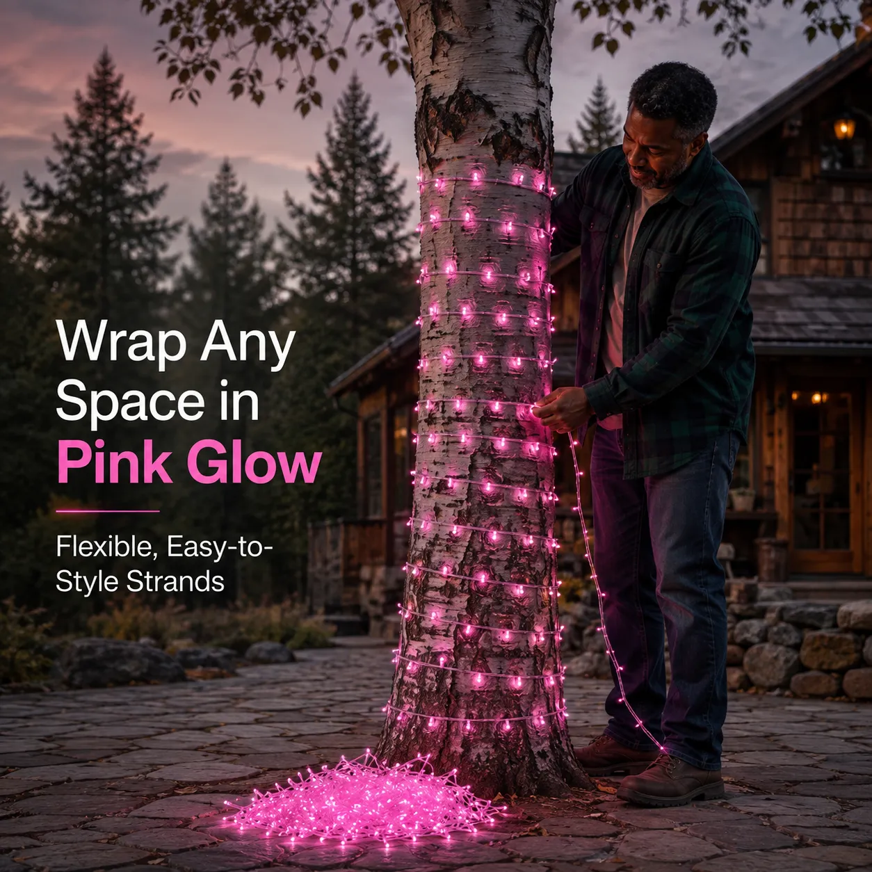 Vivid Pink Battery-Operated LED String Lights