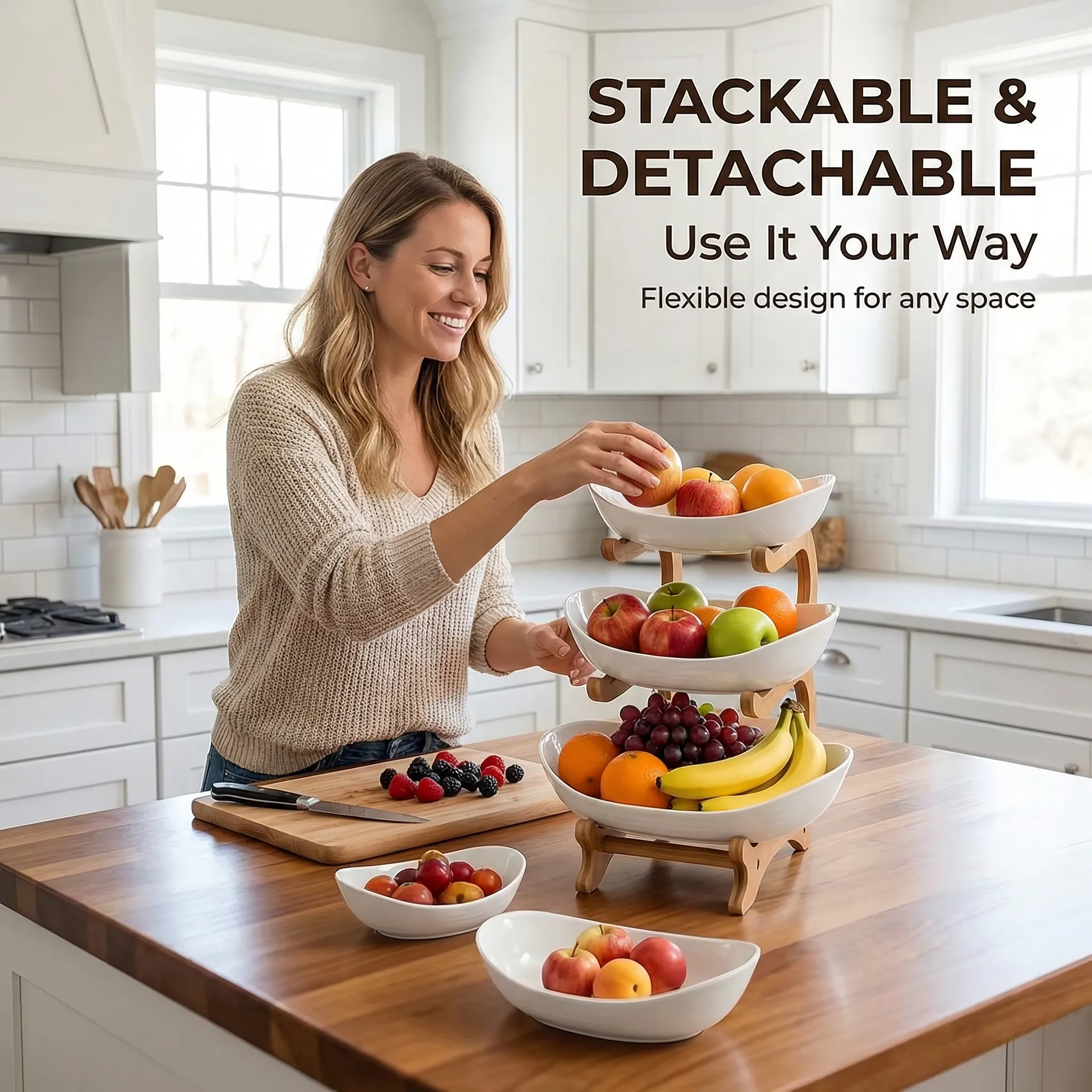 🍓2-Tier / 3-Tier Vertical Fruit Storage Rack (Includes Stand）: Easy Access & More Space for Your Kitchen