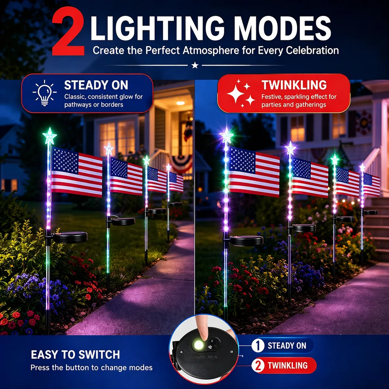 🇺🇸 LED Flag Solar Lights