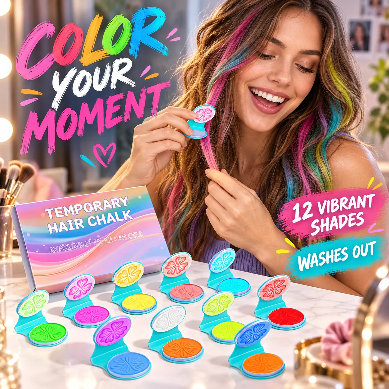 12-Color Temporary Hair Chalk Set