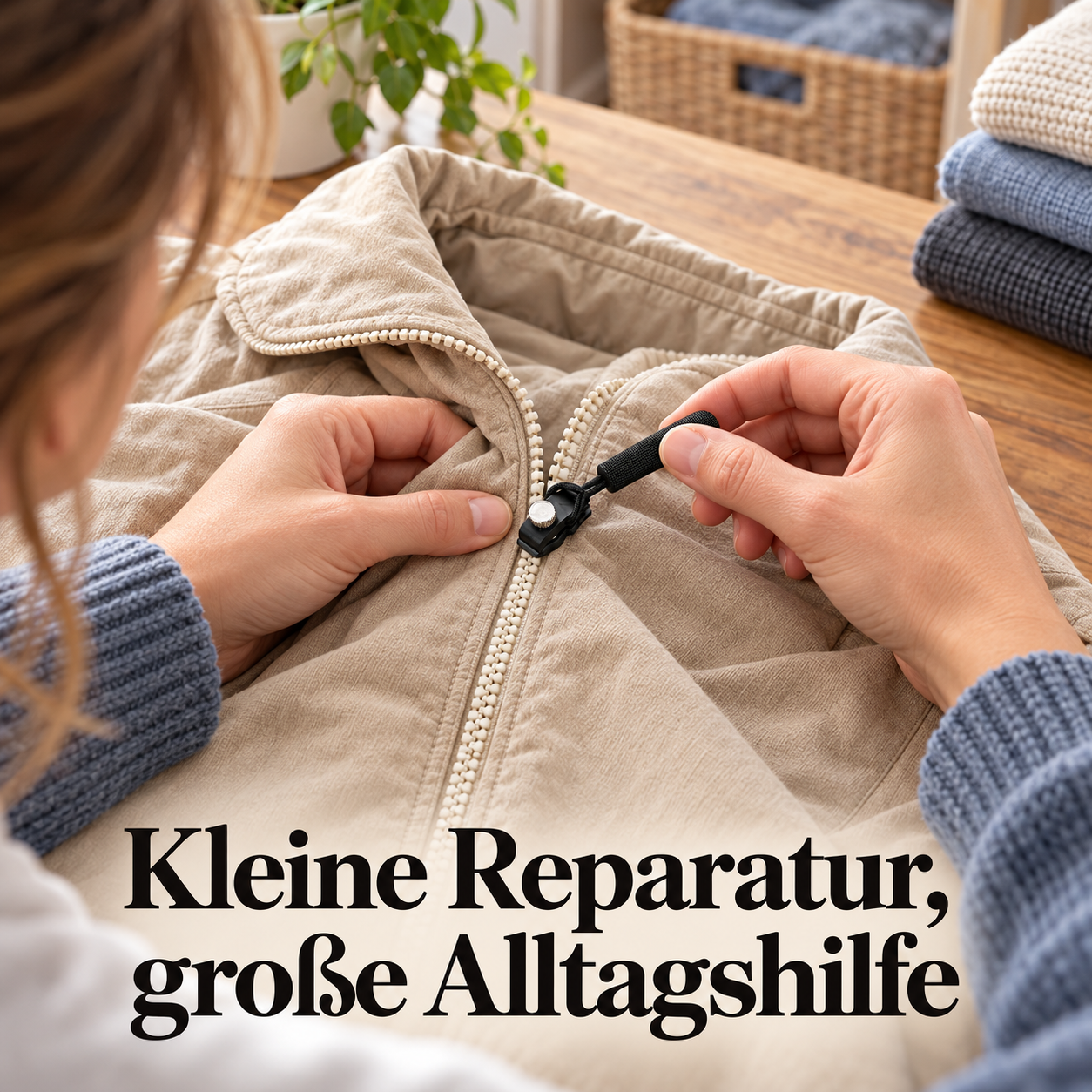 Alltagskleidung mit passendem Ersatzschieber zu Hause pflegen