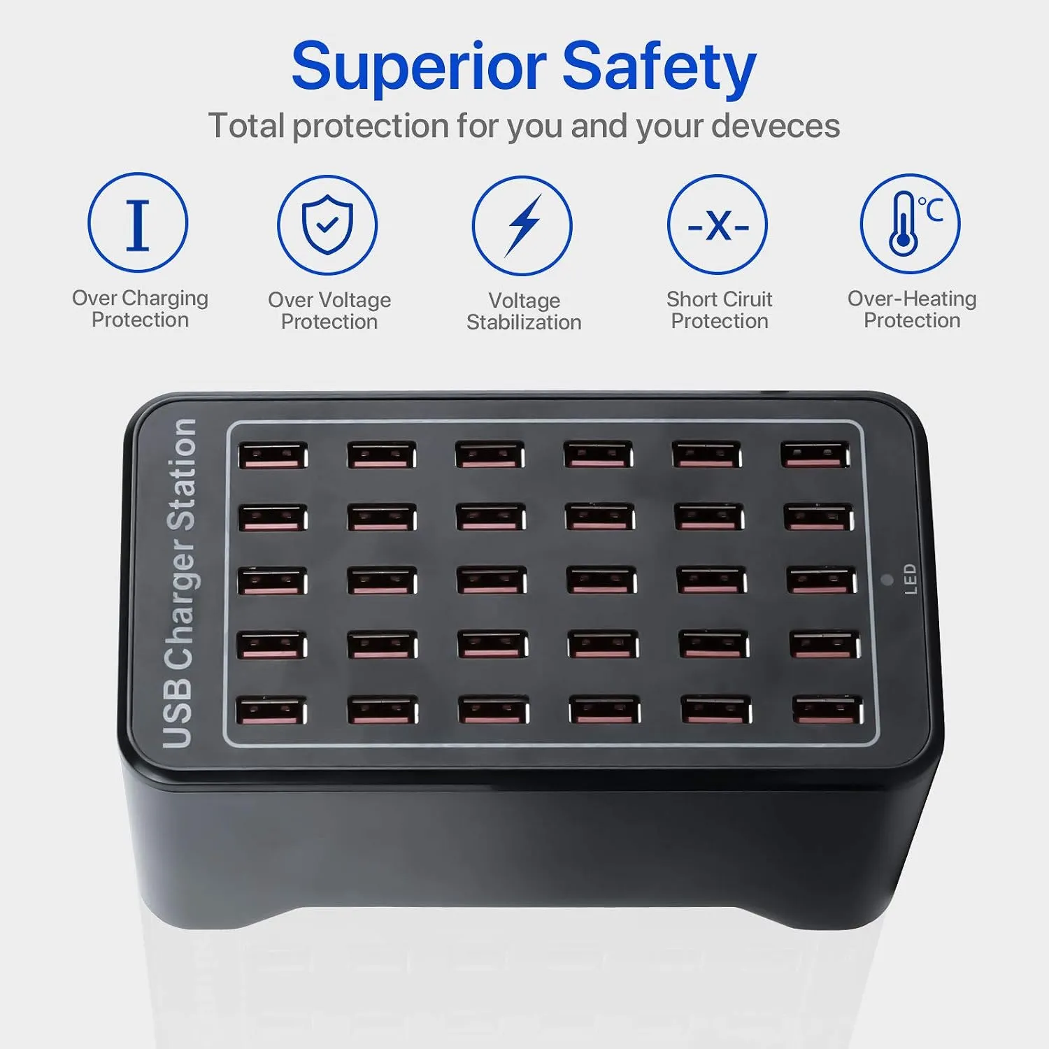 150W 30-Port Smart USB Charging Station