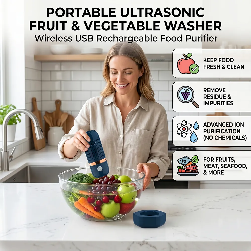 Portable Ultrasonic Fruit & Vegetable Washer – Wireless USB Rechargeable Food Purifier