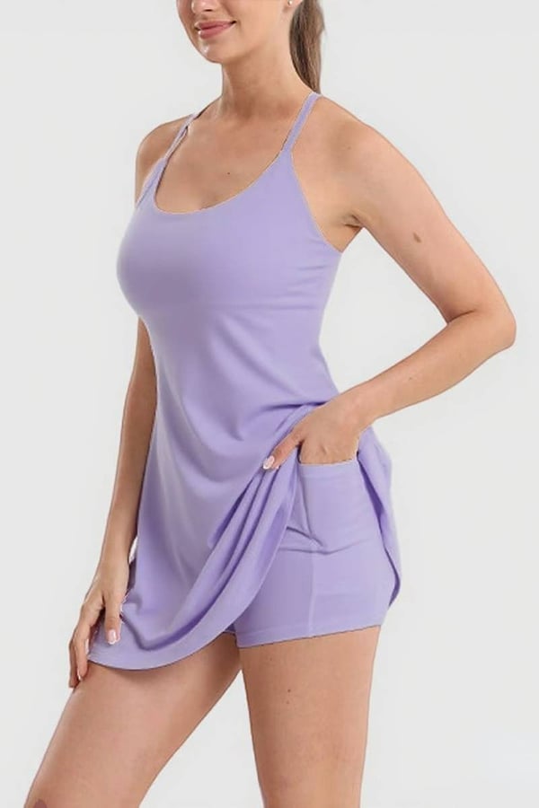 Women’s Athletic Mini Dress with Built-In Shorts