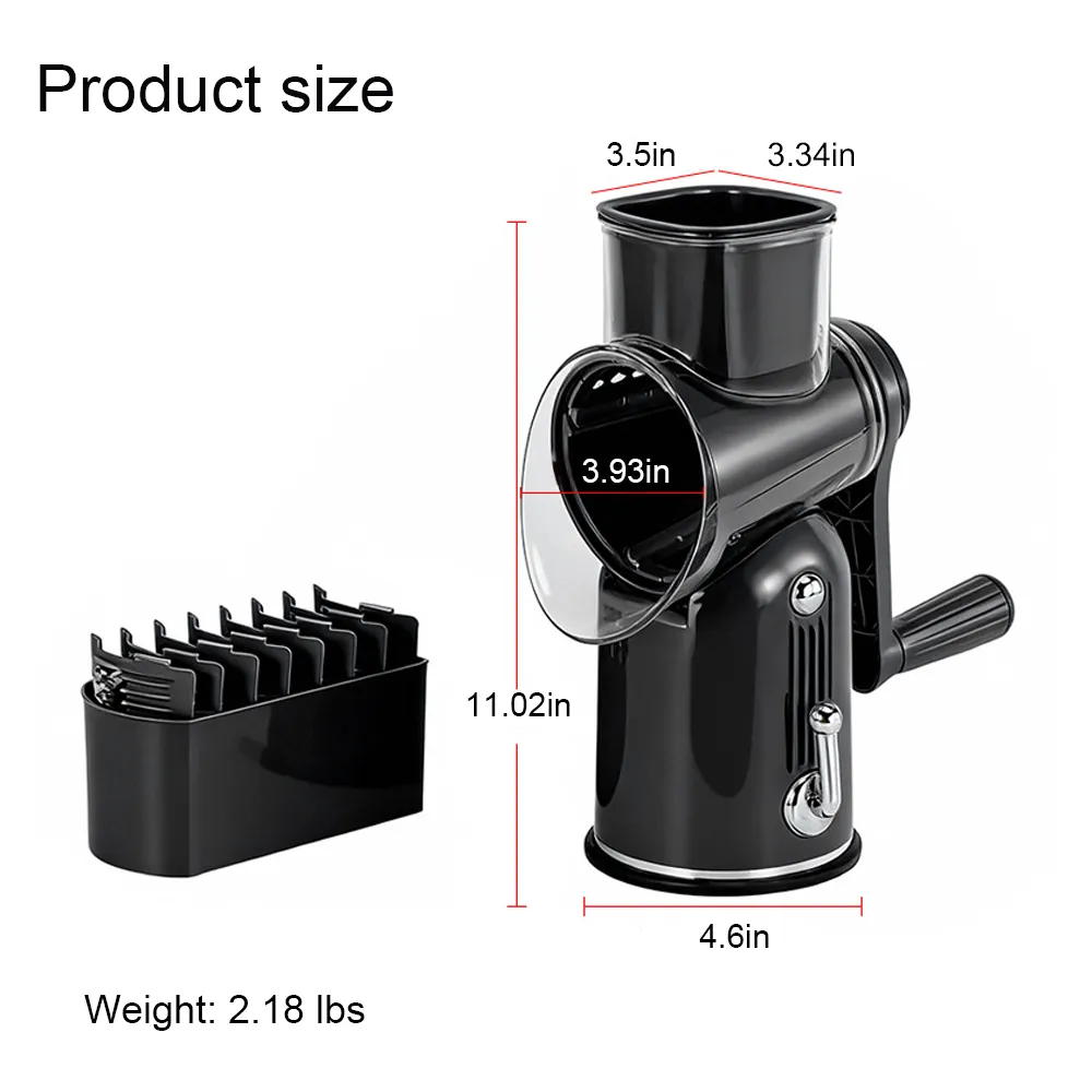 🧀 5-in-1 Rotary Grater with Handle