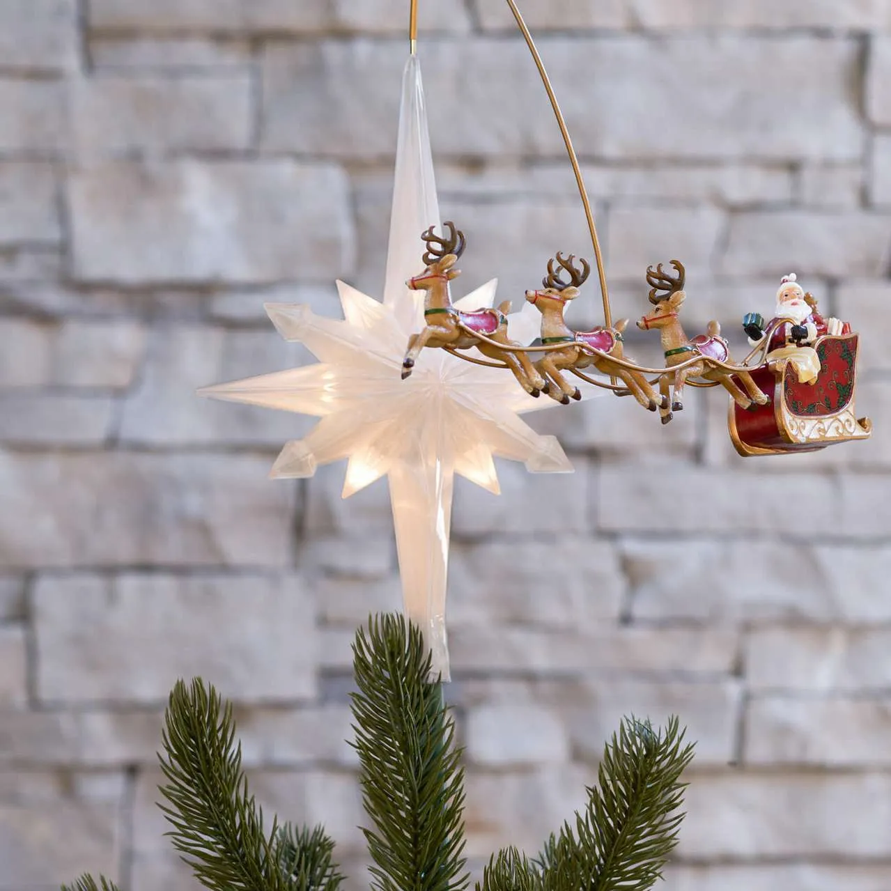 Santa’s Sleigh Animated Christmas Tree Topper