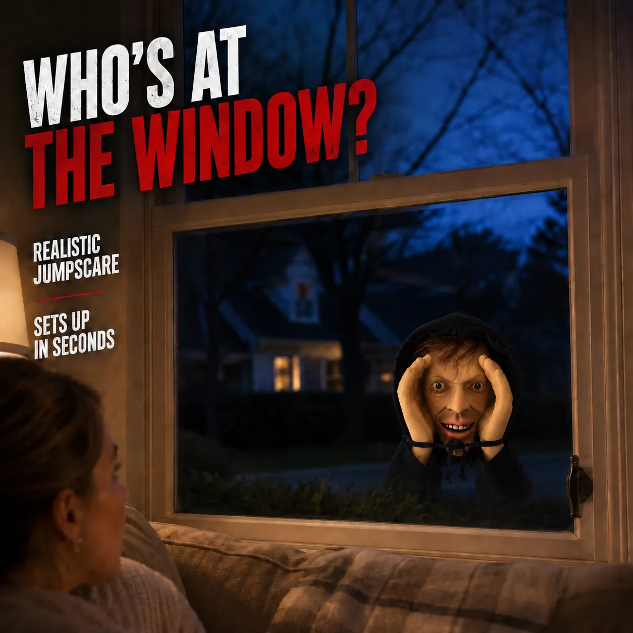 Realistic Peeping Window Halloween Prank Prop