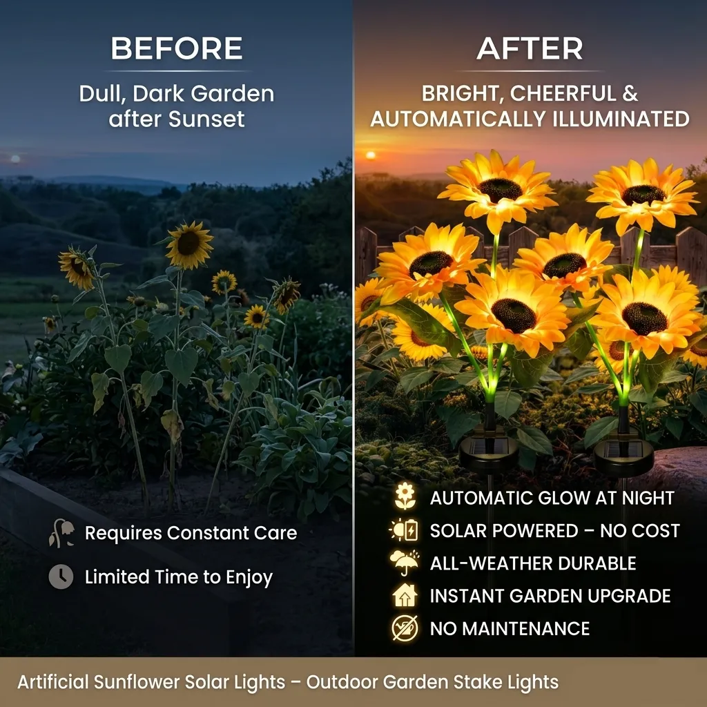 🌻 Artificial Sunflower Solar Lights – Outdoor Garden Stake Lights