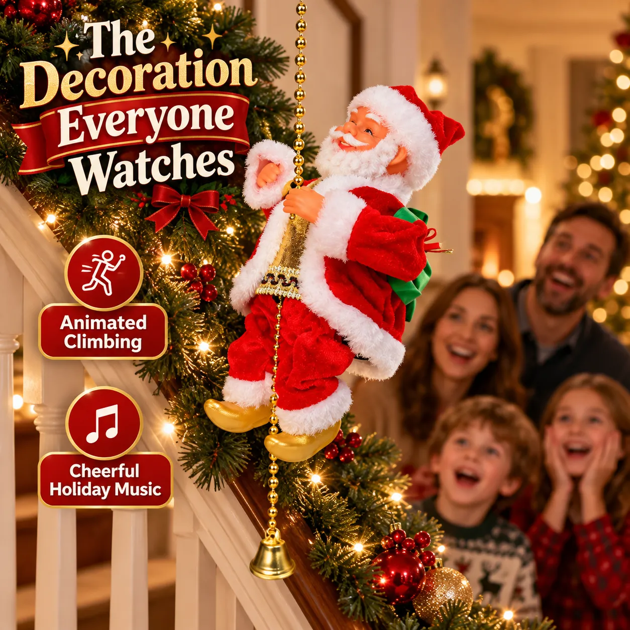 Animated Climbing Santa Musical Christmas Decoration