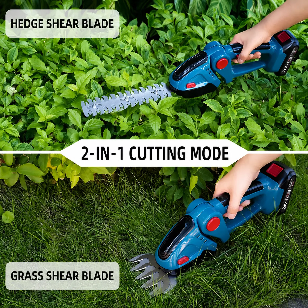 🌿 Cordless Hedge Trimmer (24V Battery Included)