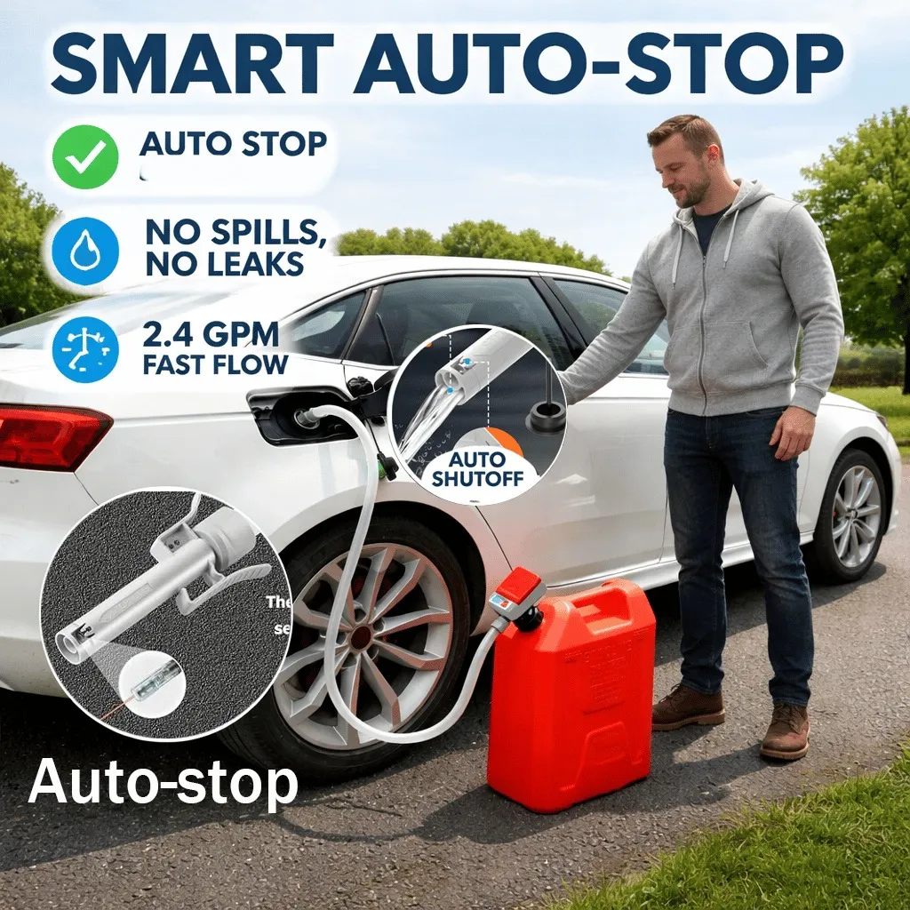 Electric Fuel Transfer Pump:⛽  Stop lifting heavy, back-breaking gas cans; transfer fuel to your lawn mower or vehicle with a simple flip of a switch. 💪