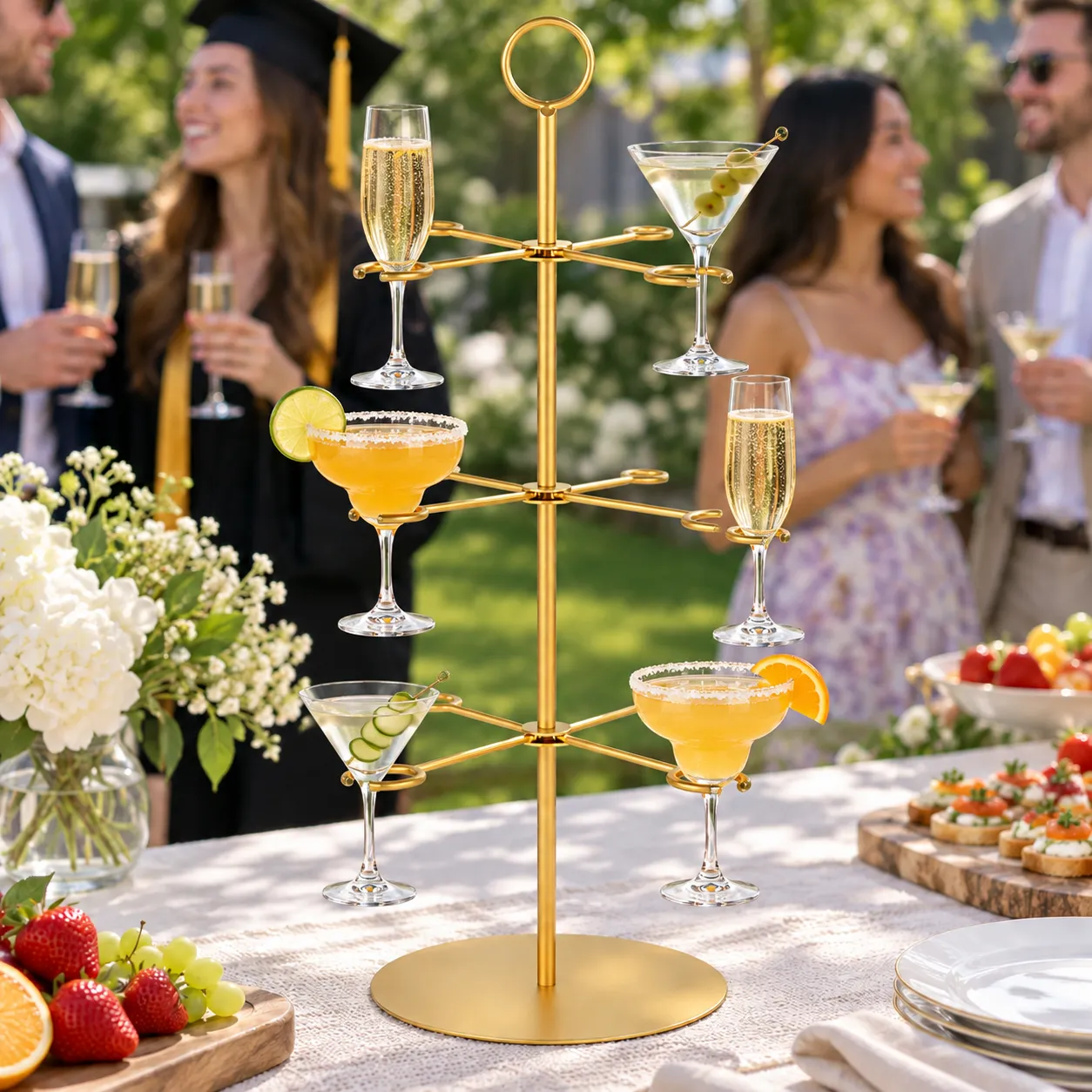 Celebration-Ready 3-Tier Cocktail Glass Tree