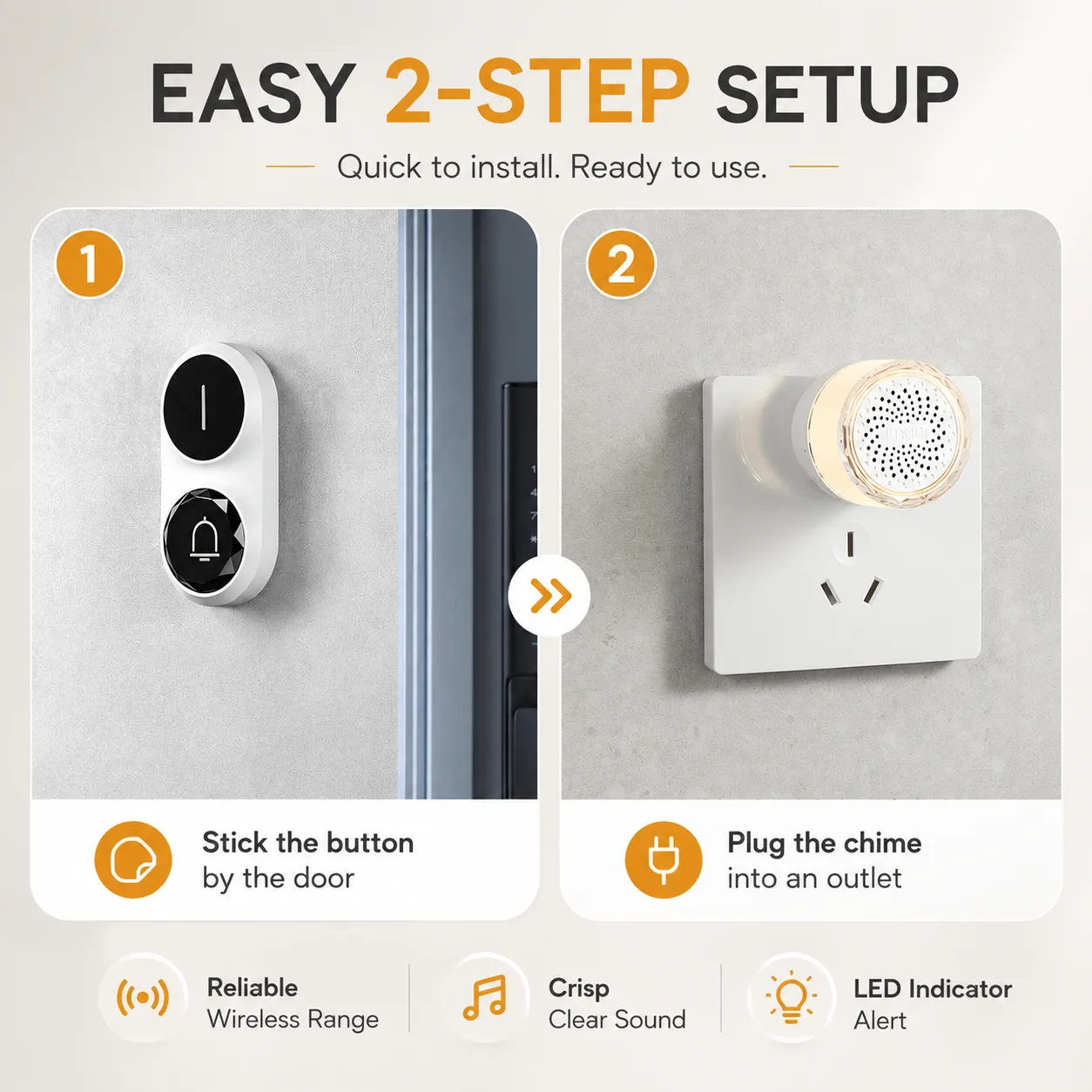 Light-Up Wireless Doorbell & Plug-In Chime