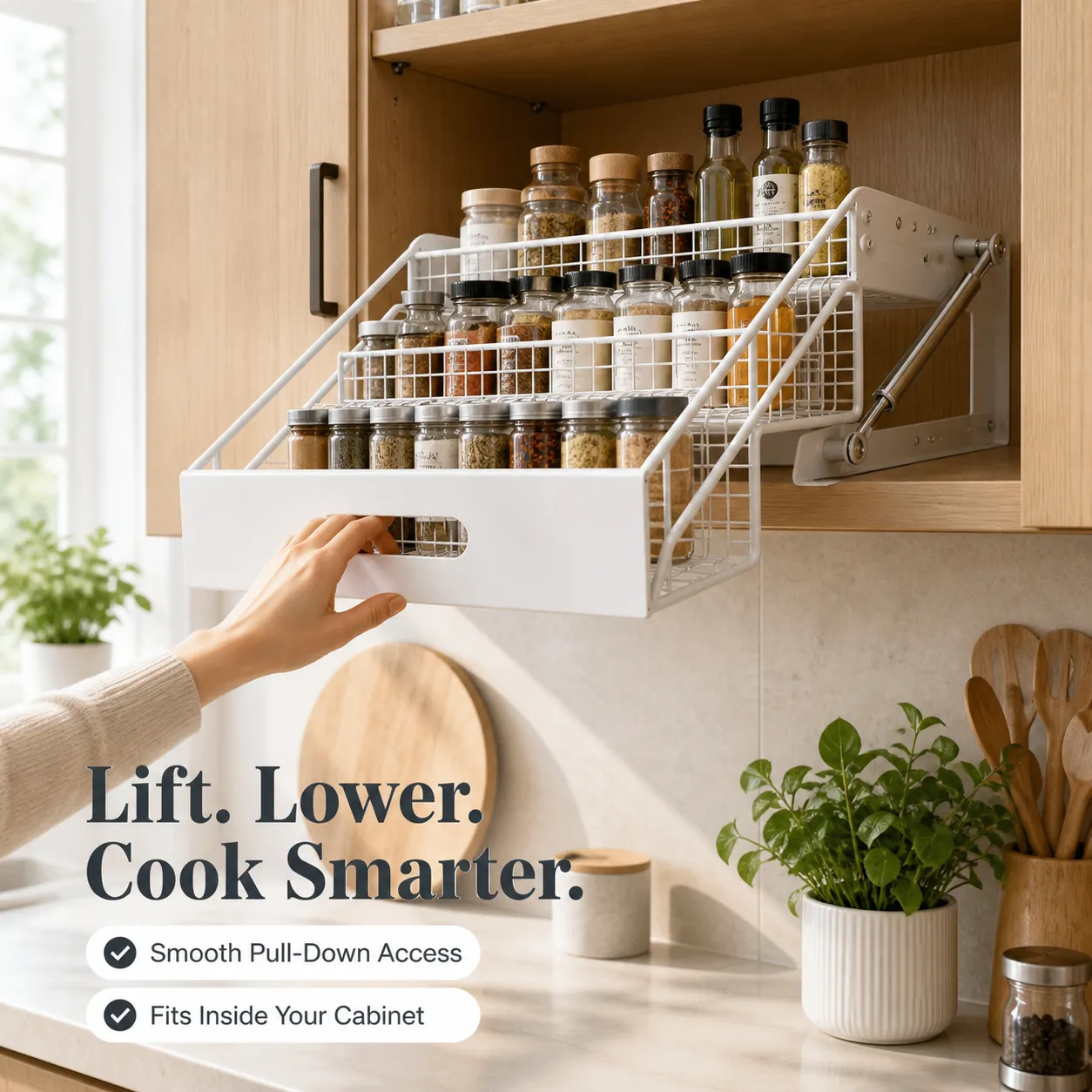 3-Tier Pull-Down Cabinet Spice Rack