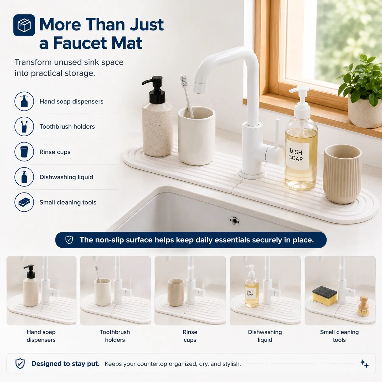 💧 Ultra-Absorbent Faucet Splash Guard Mat