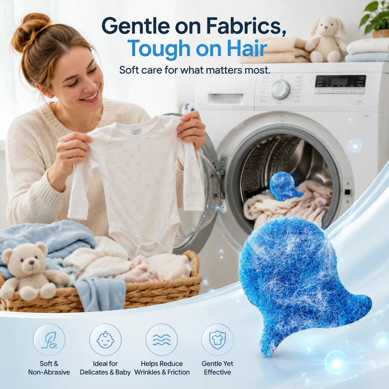 🧺 Reusable Laundry Hair Catcher