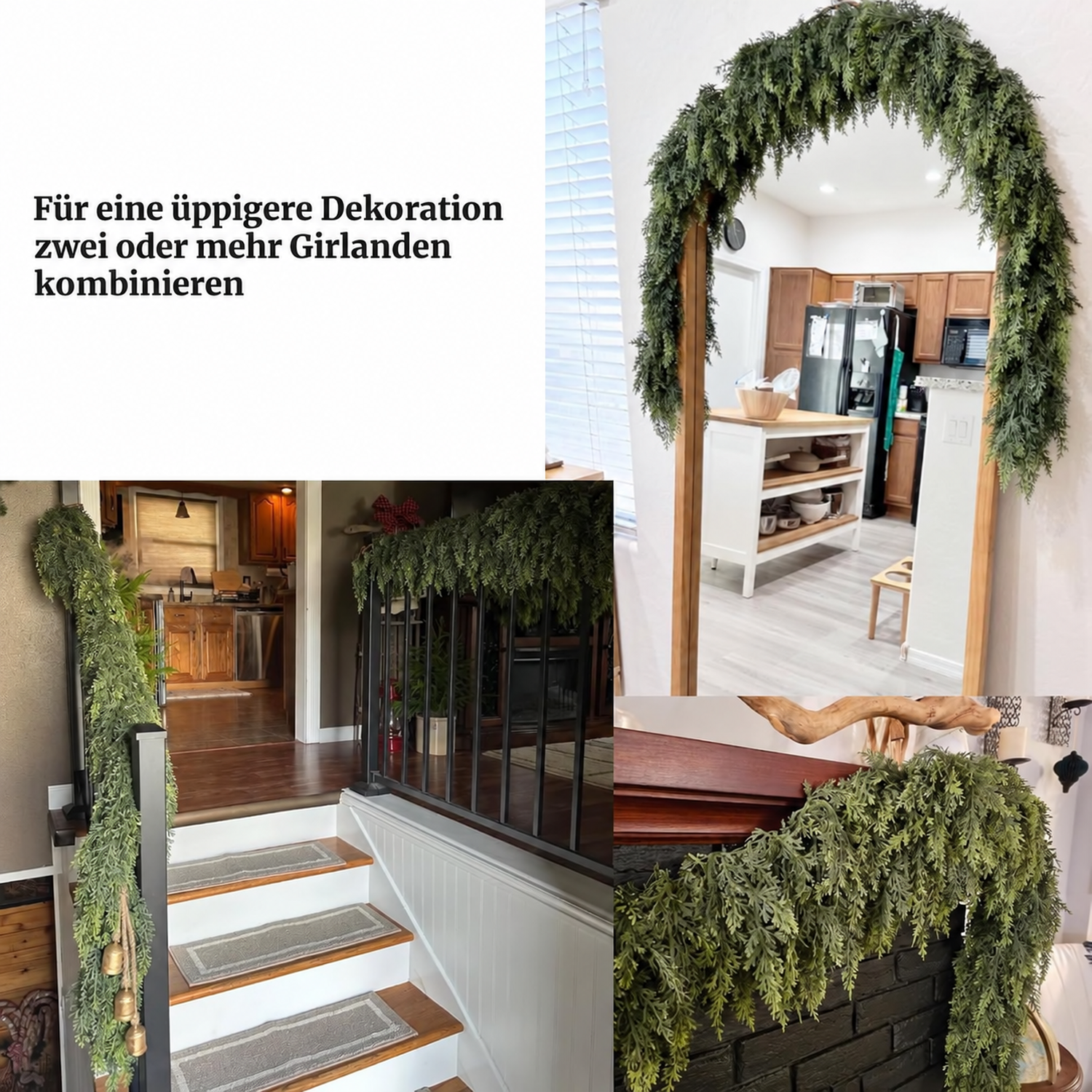 Verschiedene Möglichkeiten, eine künstliche Zederngirlande zu dekorieren